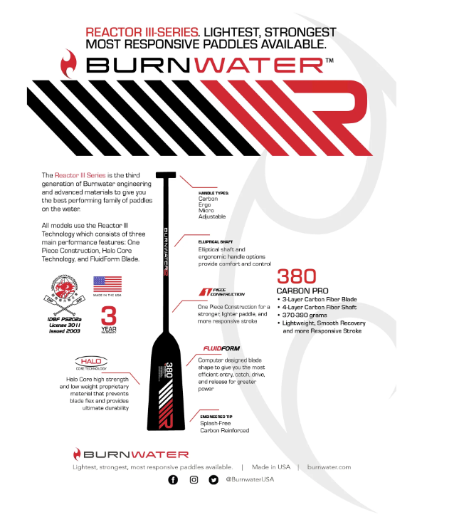 Reactor III Carbon Flex 420 Dragon Boat Paddle